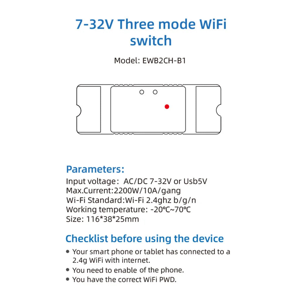 Smart WiFi Dual-Channel Switch with eWeLink App