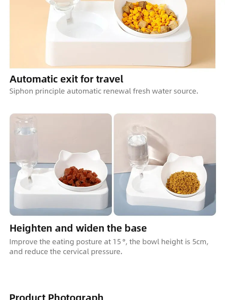 2-in-1 Tilted Pet Bowl & Water Feeder – Eat Smart, Drink Easy!