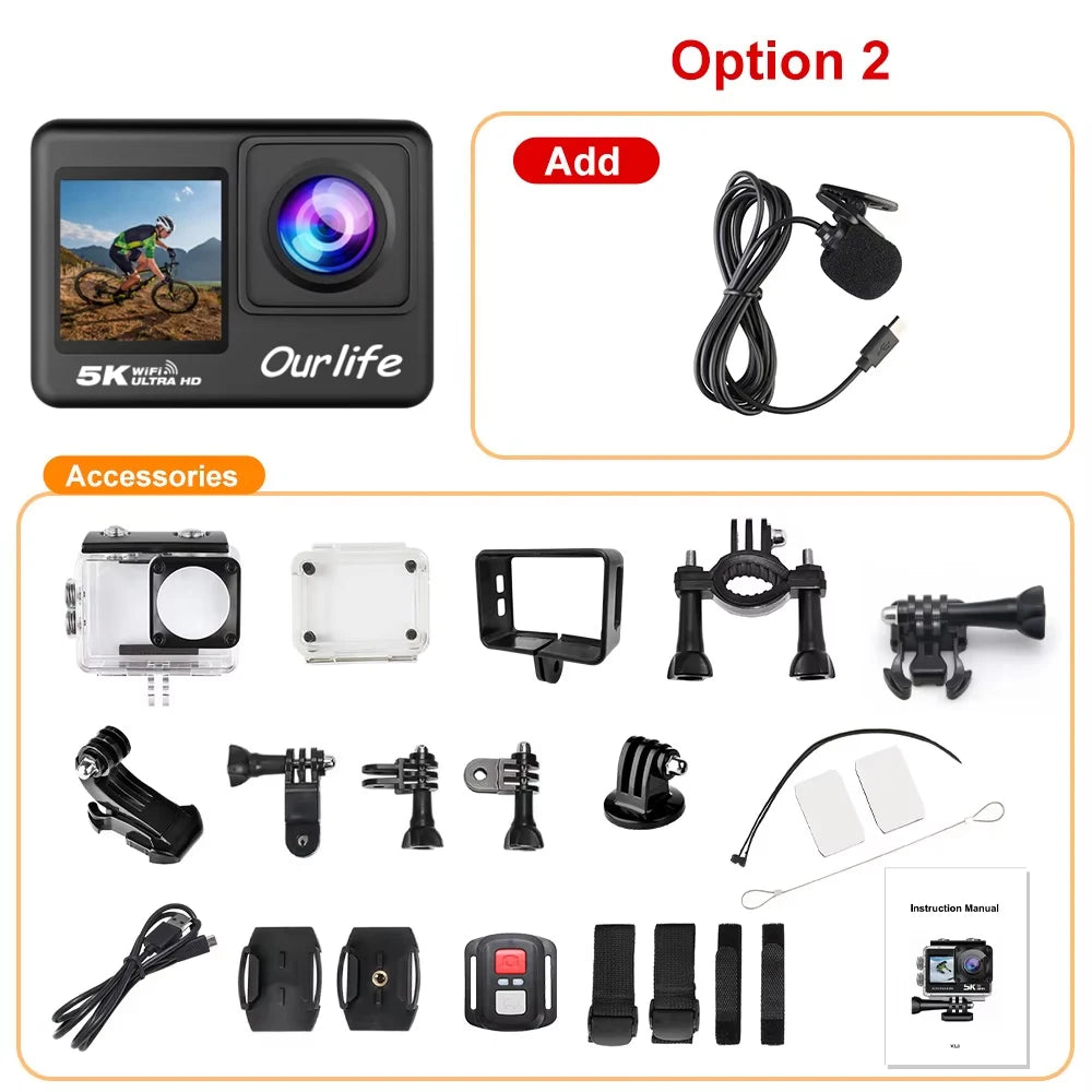 Shoot in ultra clarity with this 5K dual-screen action camera!