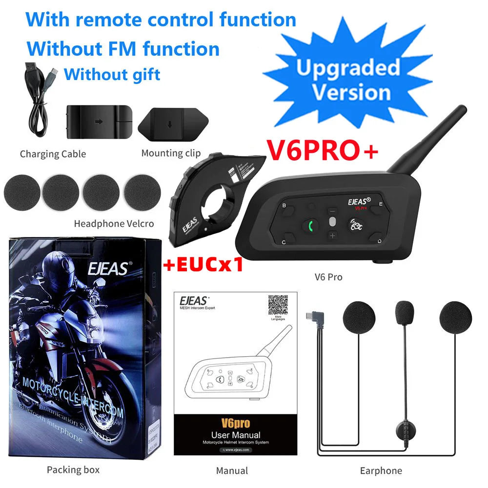 EJEAS V6 PRO+ Bluetooth Motorcycle Intercom 800M
