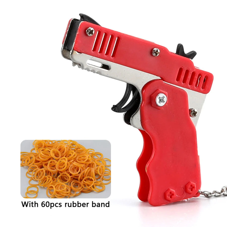 Mini Metal Rubber Band Launcher Keychain Toy