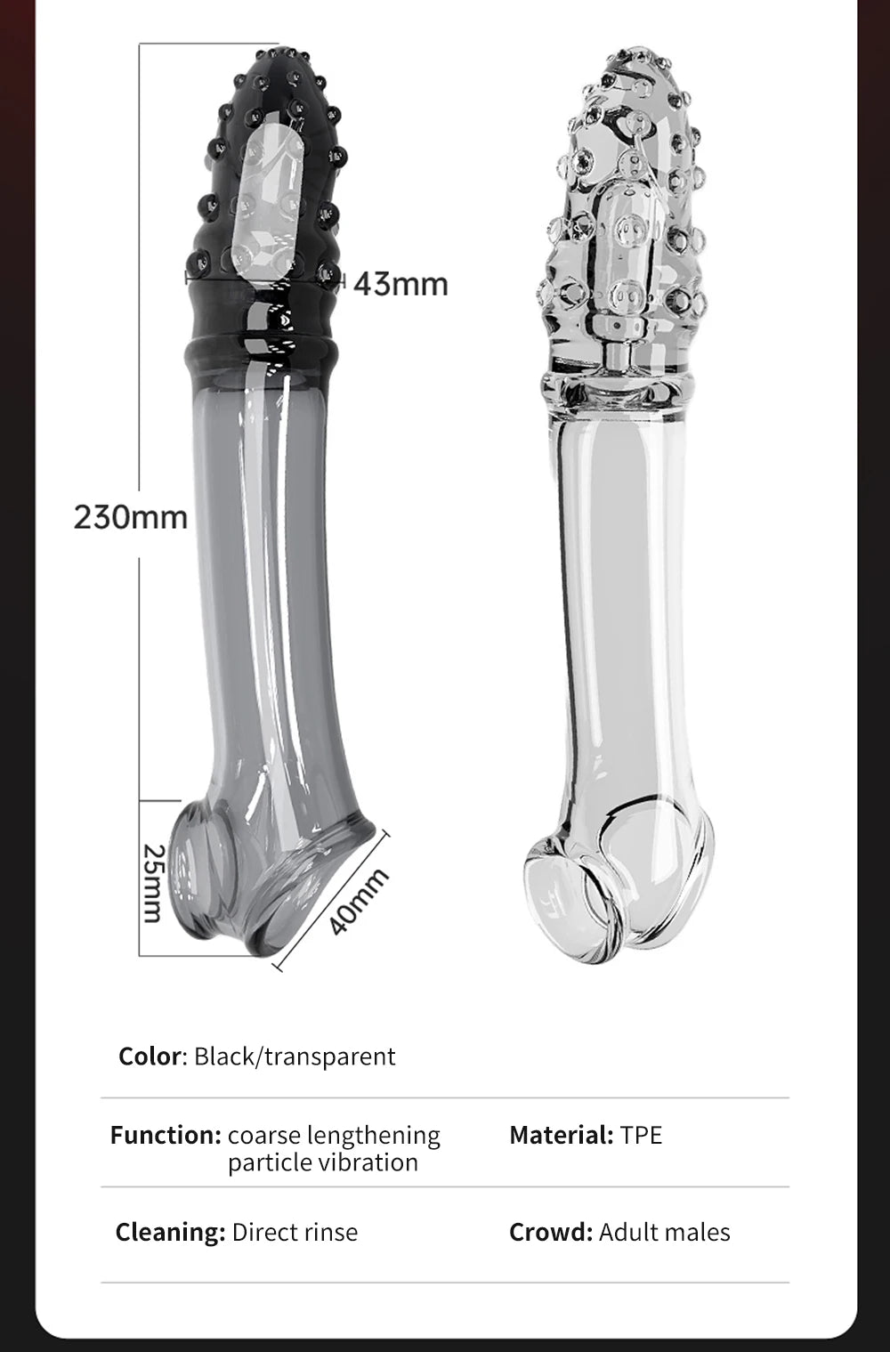 Reusable Penis Extension Sleeve with Vibrator
