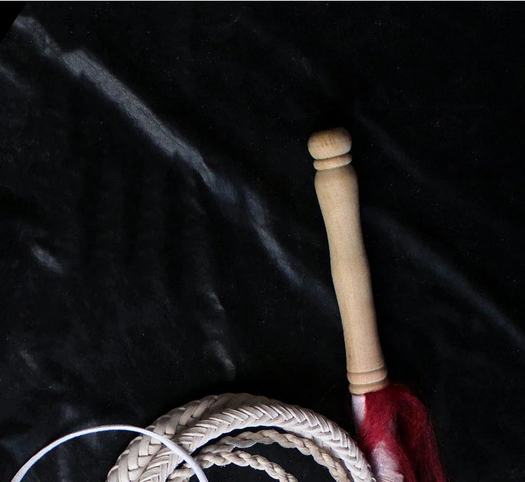 Wushu Cowhide Leather Whip with Wood Handle