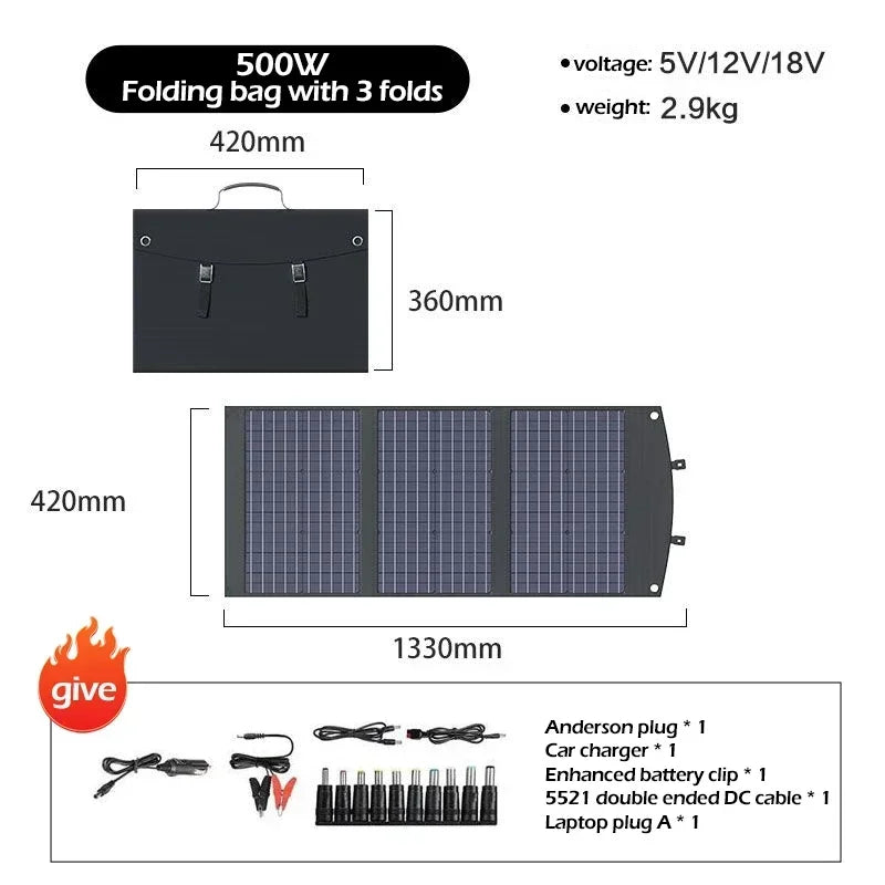 Flexible Foldable Portable Solar Panel Kit 500W-2000W
