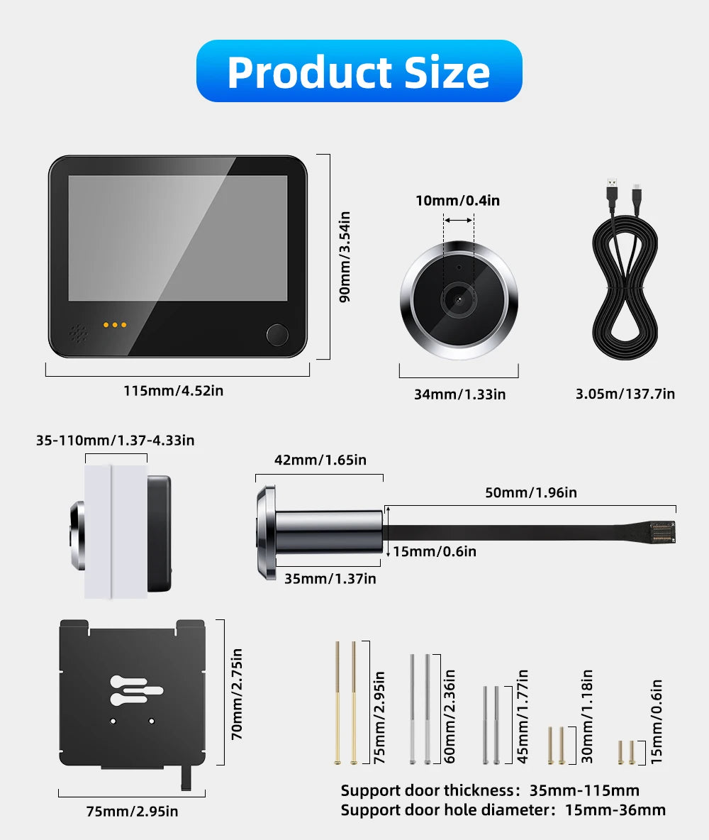 Awapow 4.3" Tuya Smart WiFi Peephole Doorbell