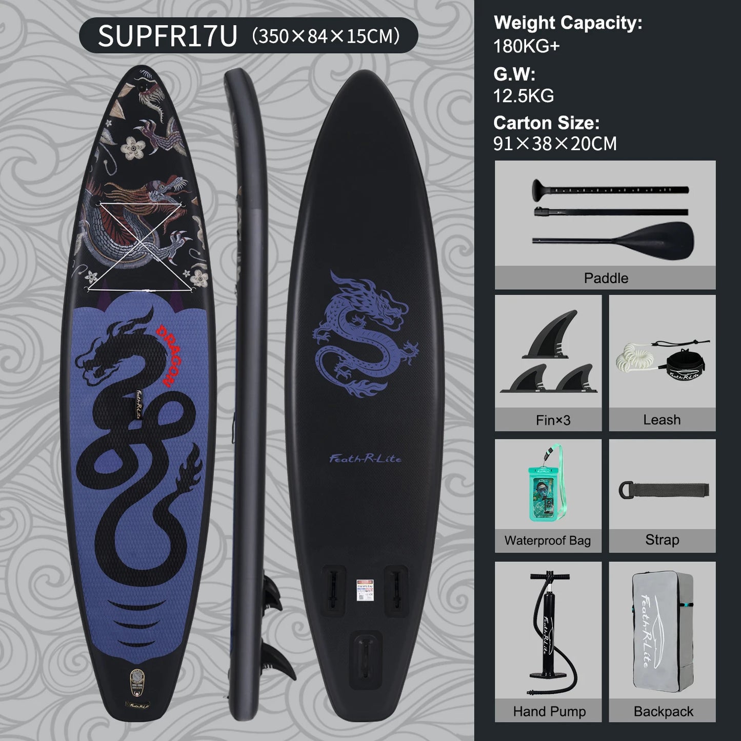 Feath‑R‑Lite 11′ Inflatable SUP Board with Accessories