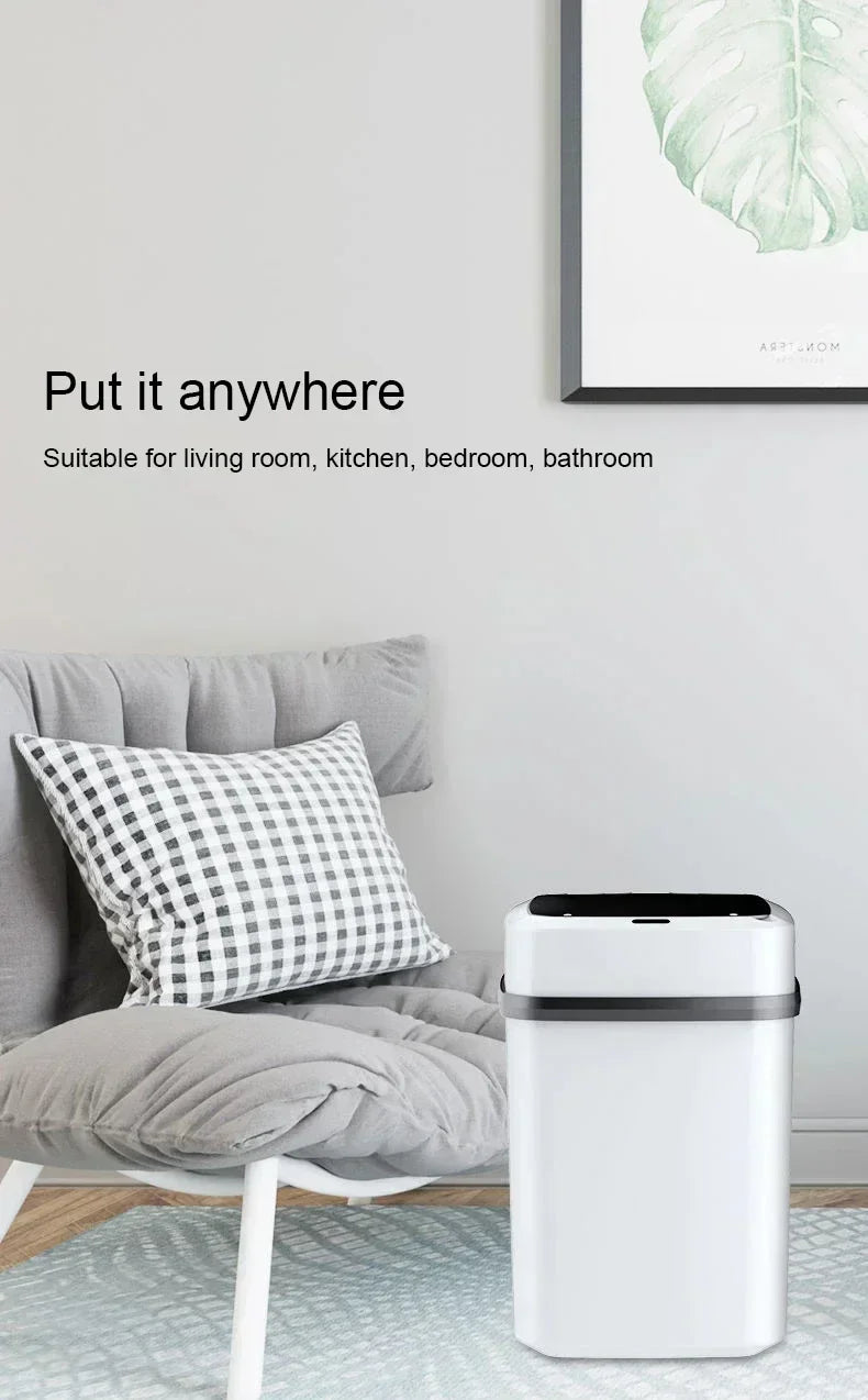 Smart 13L Touchless Trash Can – Waterproof & Odor-Free