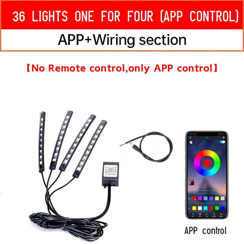 LED Motorcycle Car Ambient Light Strip Kit