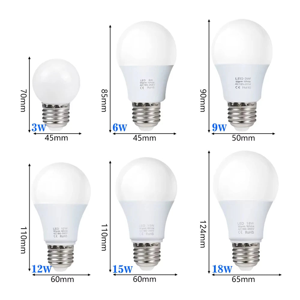 4pcs E27 LED Bulbs 3W-18W Energy Saving Lights