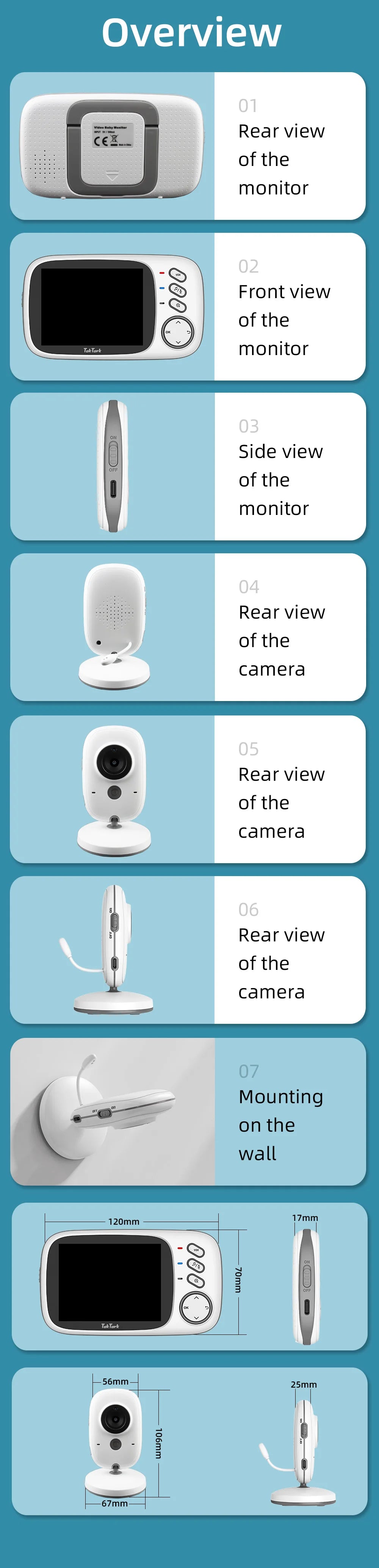 TakTark 3.2" Wireless Video Baby Monitor