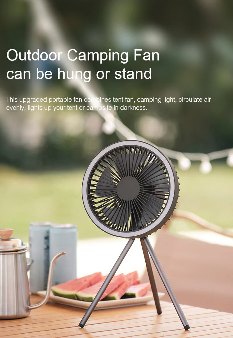 10000mAh Rechargeable Camping Fan with Power Bank