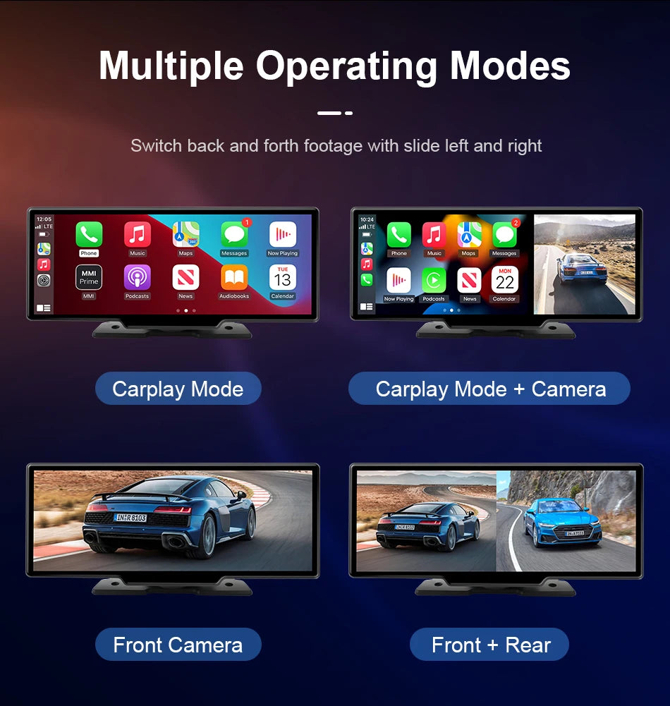 10.26'' 4K Dash Cam with Carplay & Android Auto