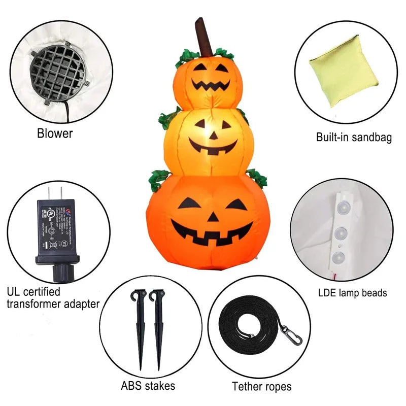 1.2M Halloween Inflatable Pumpkin with Rotating LED Lights