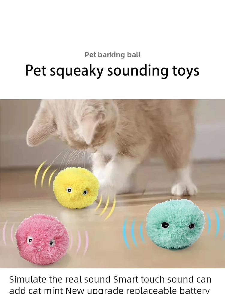 Smart Plush Cat Toy – Electric Catnip Squeaky Ball
