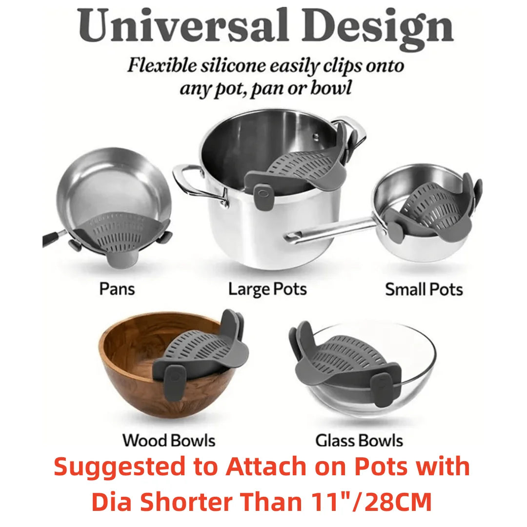 Adjustable Clip-On Pot Strainer – Fits Pans, Pots & Bowls!