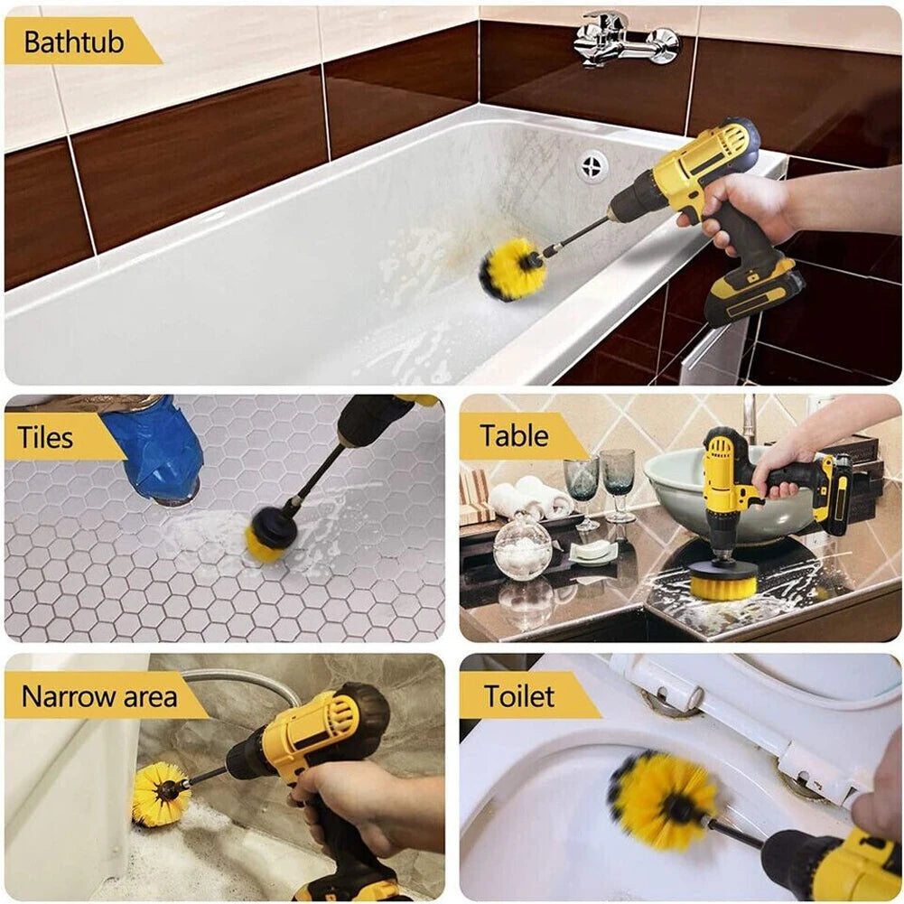 Drill Brush Attachment Cleaning Kit – 1-3 Sets for All Surfaces