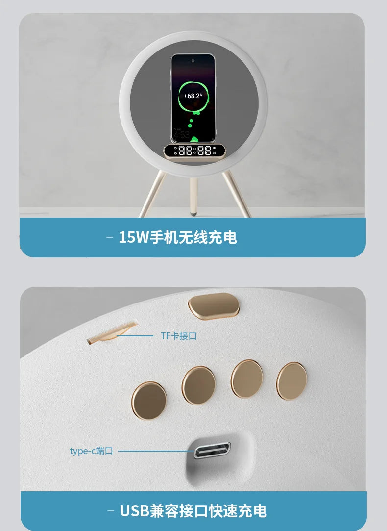 Smart Bluetooth Makeup Mirror with Wireless Charger