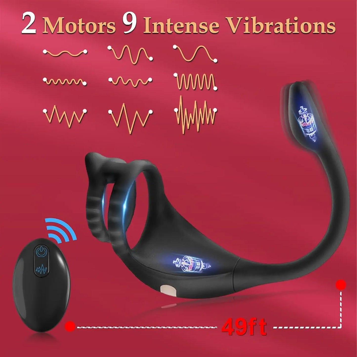 Remote Vibrating Cock Ring with Anal Stimulator