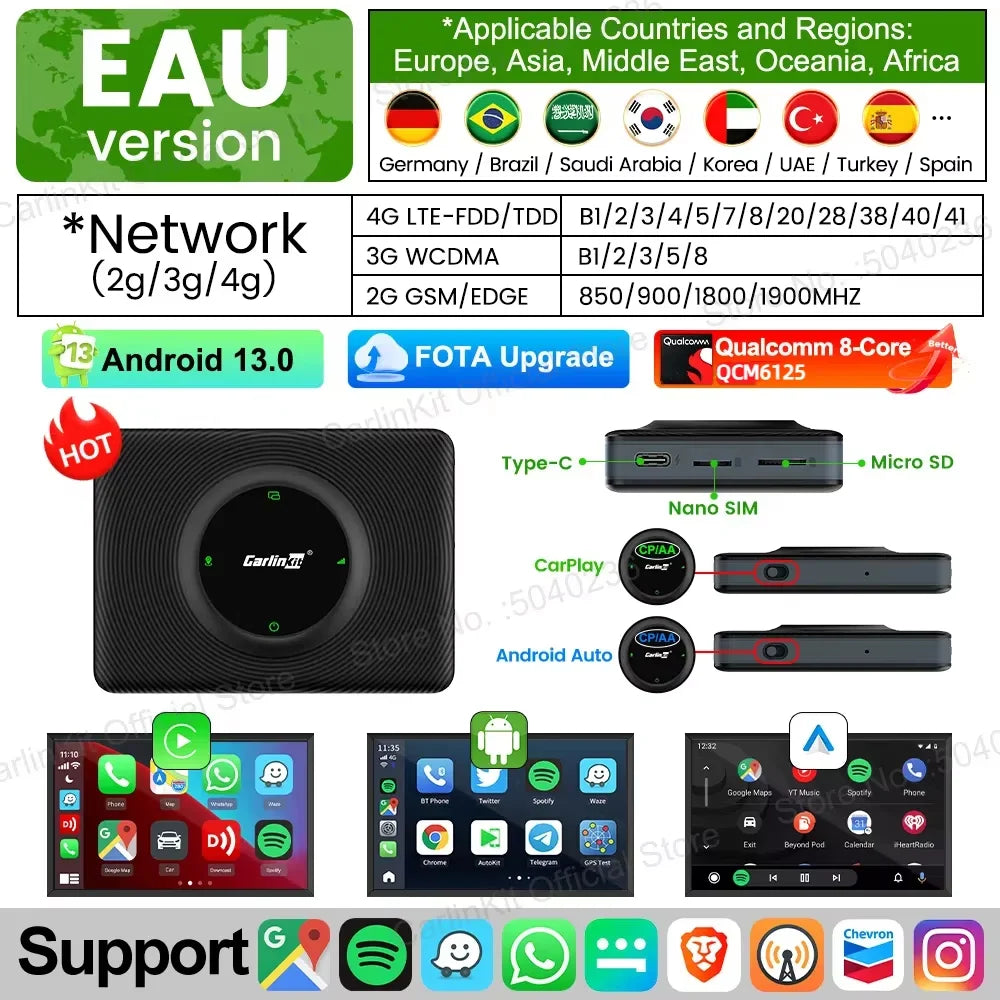 CarlinKit Android 13 AI Box – Wireless CarPlay with Smart TV Power!