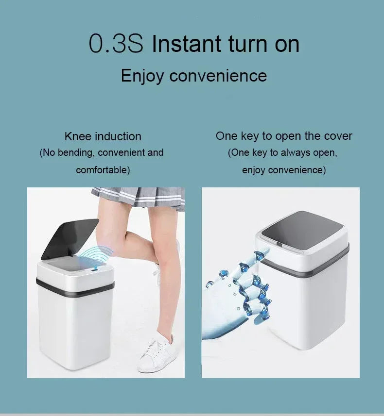 Smart 13L Touchless Trash Can – Waterproof & Odor-Free