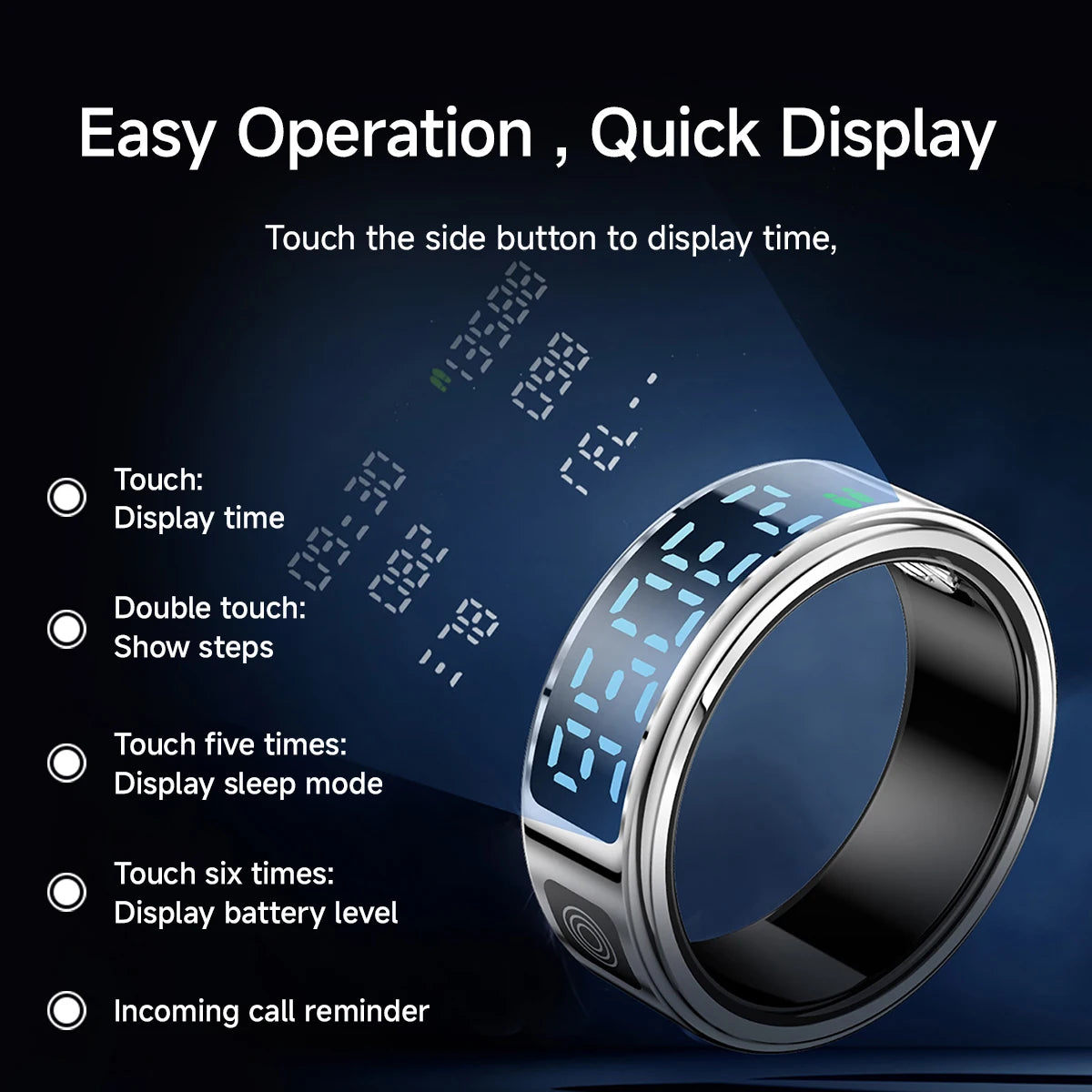 Smart Ring 5ATM Waterproof with Gesture Control