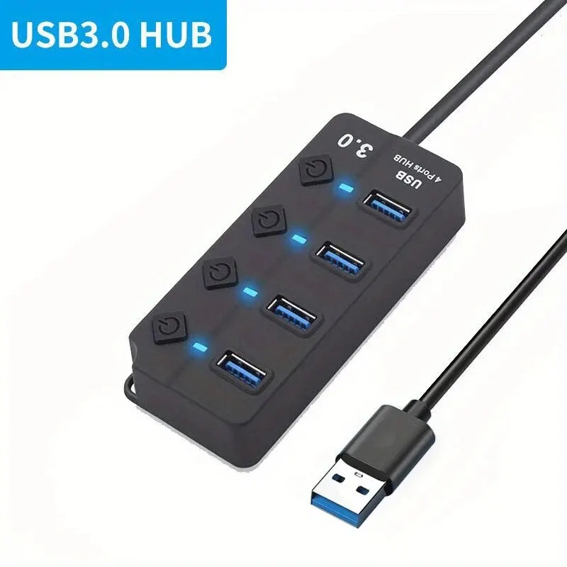 4/7-Port USB 3.0 Hub with Switches - Clickilix