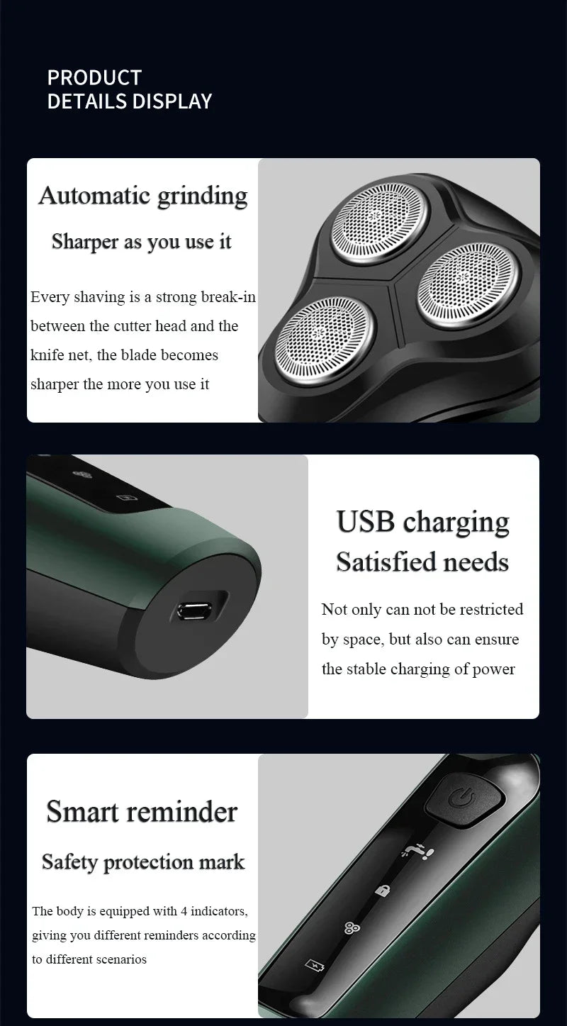 Waterproof Electric Shaver for Men Rechargeable