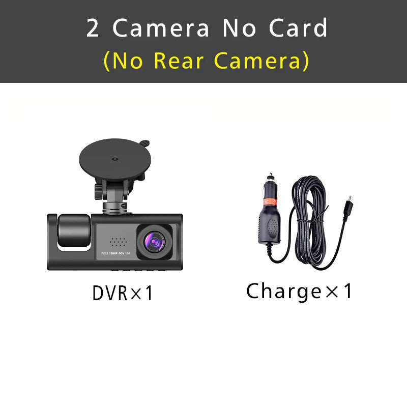 1080P 3-Lens Dash Cam with Interior View