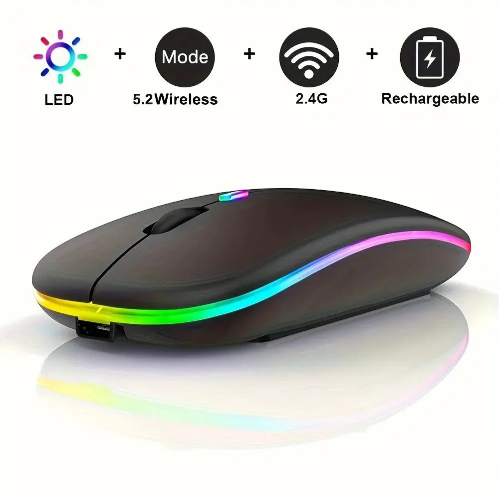 Wireless Mouse Gaming Backlight USB Compatible RGB Rechargeable