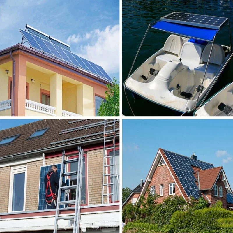 12V Solar Panel Kit with 10A-100A Controller for Outdoor Use