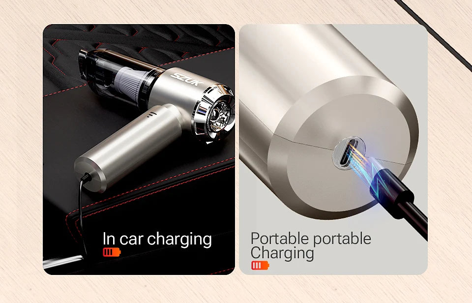 SZUK C012MAX Wireless Car Vacuum – Strong Suction Mini Cleaner