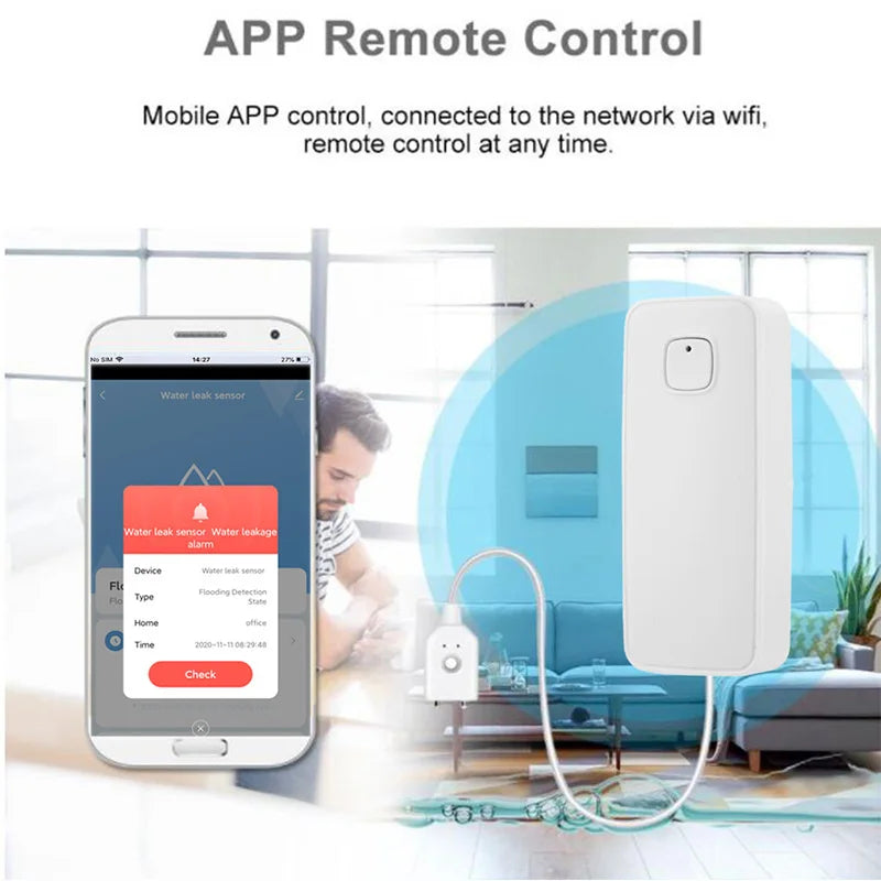 WiFi Smart Water Leak Detector – App Alert System