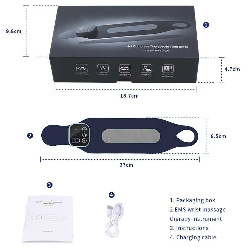Smart EMS Wrist Massager with Heat Therapy