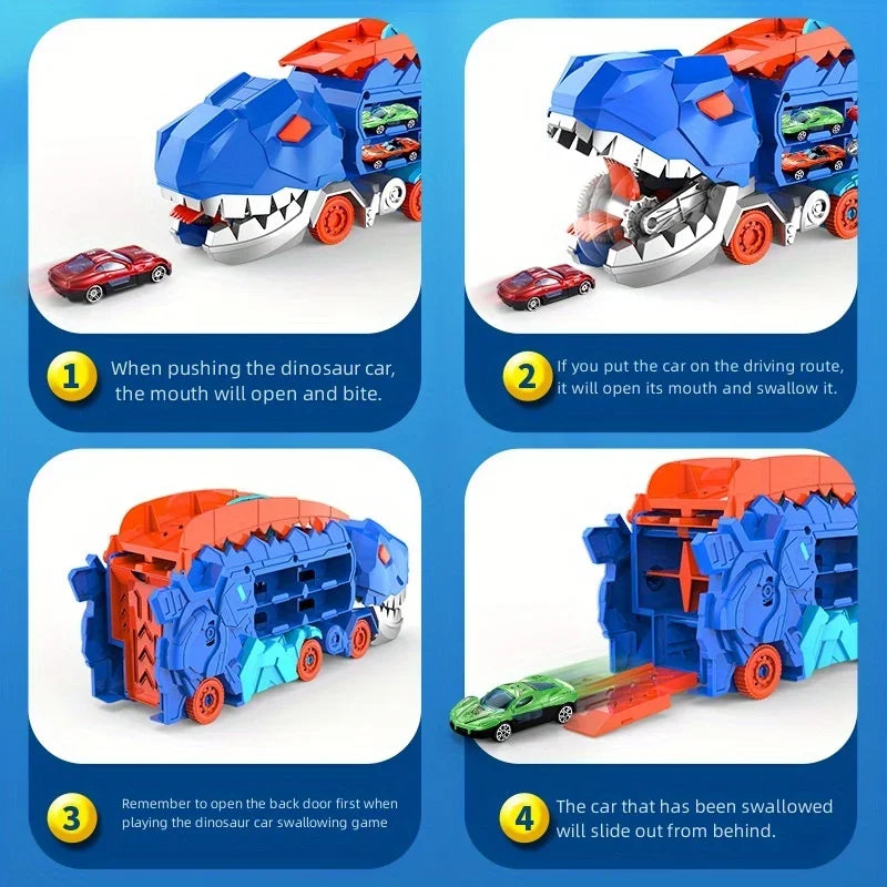 Transport Dinosaur Truck with T-Rex Race Track Toy