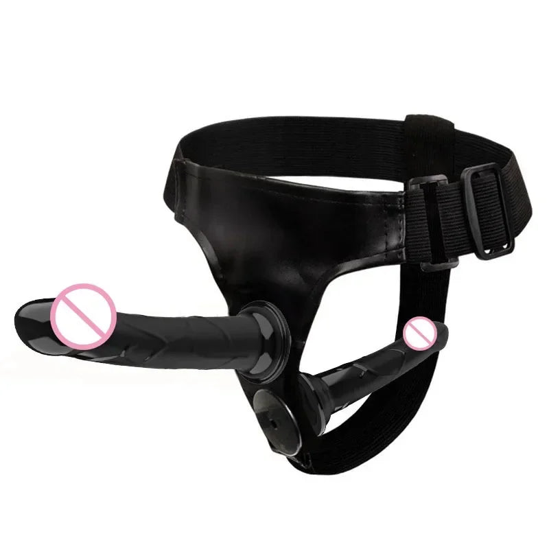 Double Strap-On Dildo with Elastic Harness