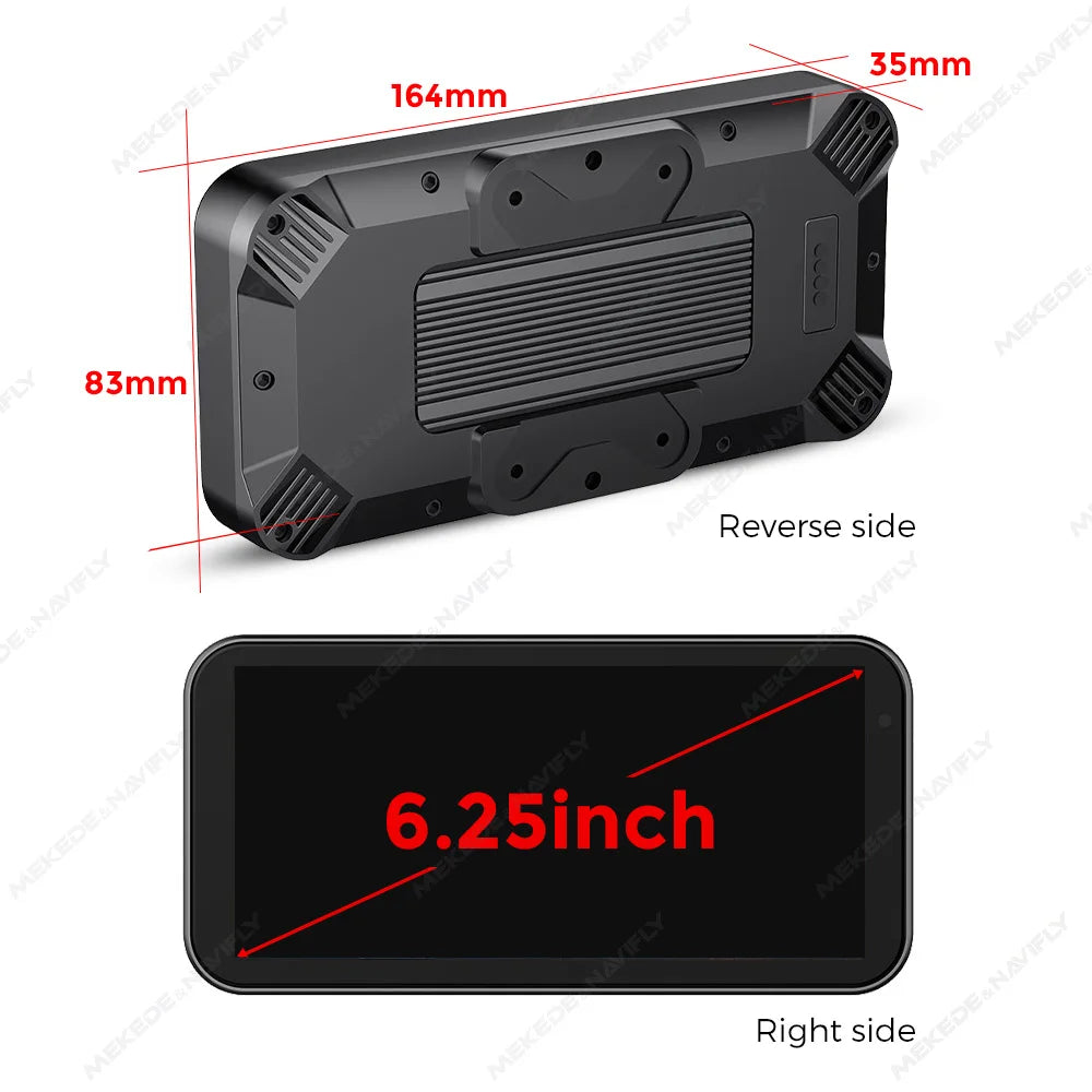 6.25″ IP67 Waterproof Motorcycle GPS with Wireless CarPlay/Android Auto