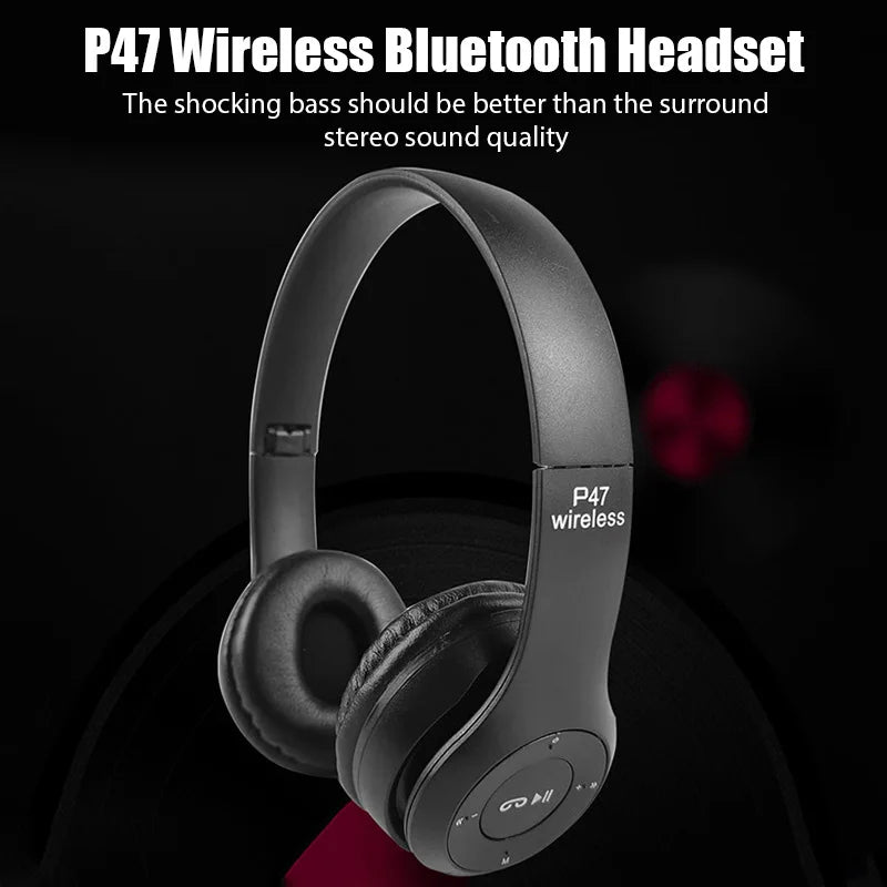 Wireless bluetooth headphone With Mic Noise Cancelling Headsets Stereo Sound - Clickilix