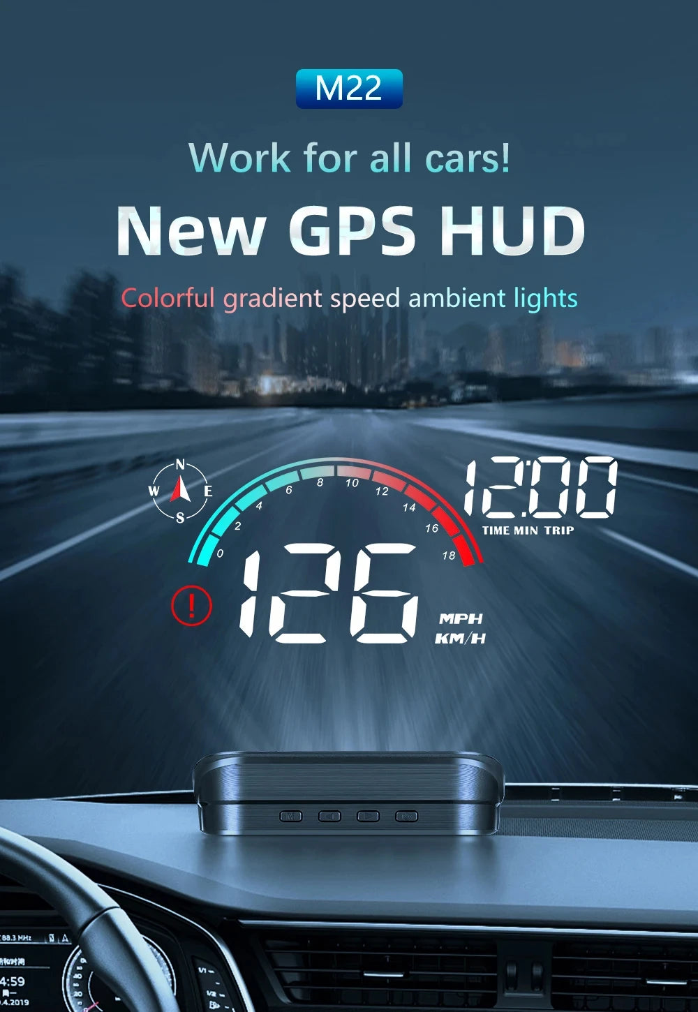 Universal GPS HUD for Cars – Digital Head-Up Display Speedometer