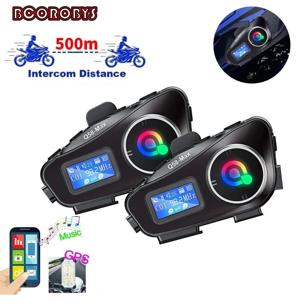 Q58-Max Motorcycle Bluetooth Intercom Headset