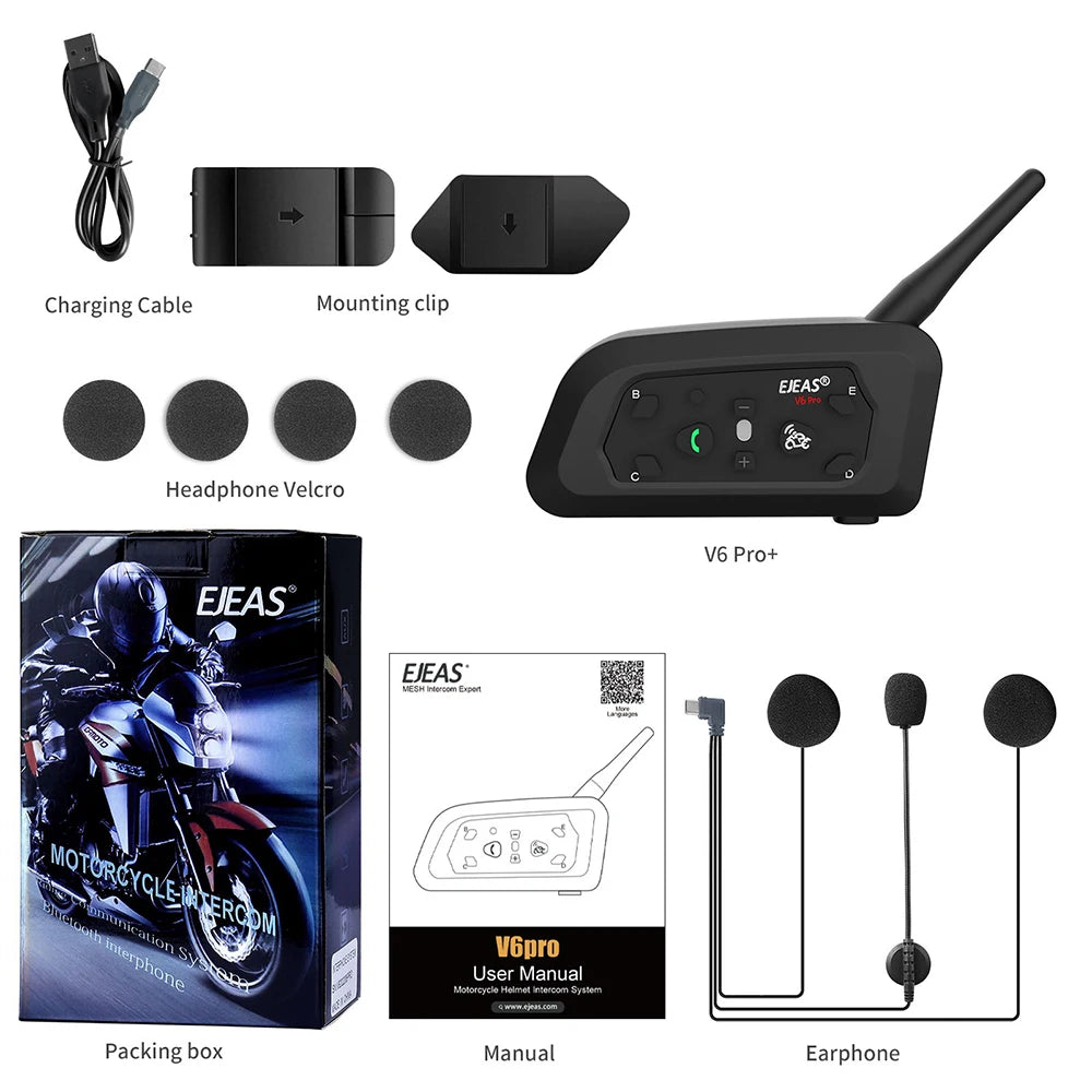 EJEAS V6 PRO+ Bluetooth Motorcycle Intercom 800M