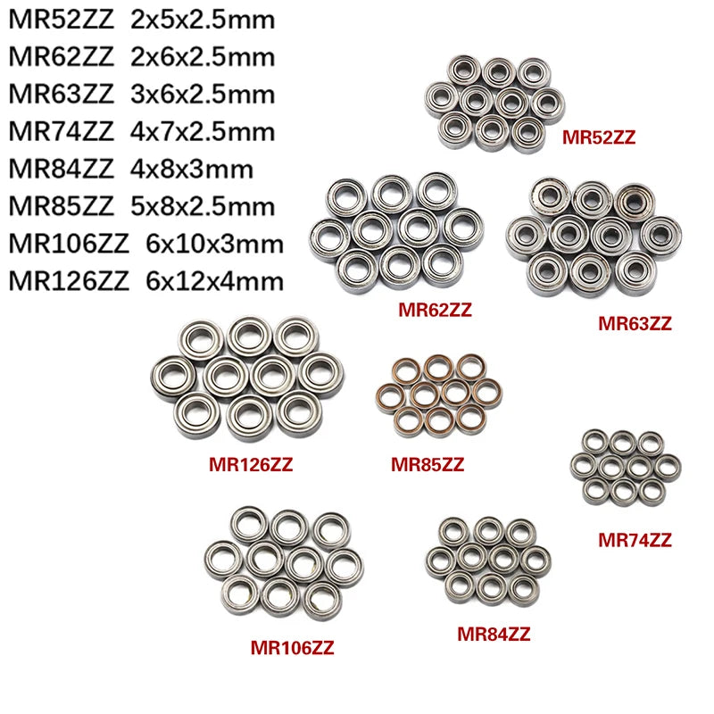 10PCS Mini Skateboard Bearings Assorted Sizes - Clickilix