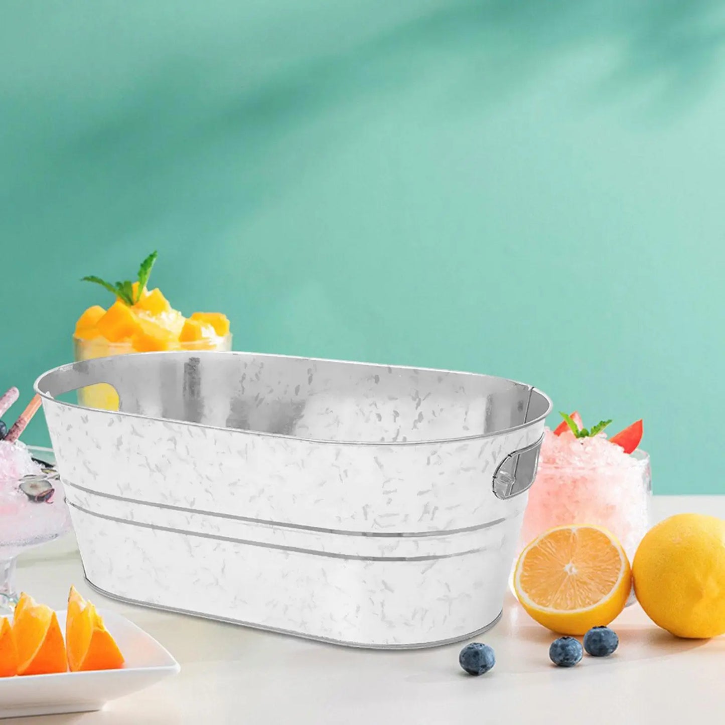Large Galvanized Metal Ice Bucket Oval Cooler
