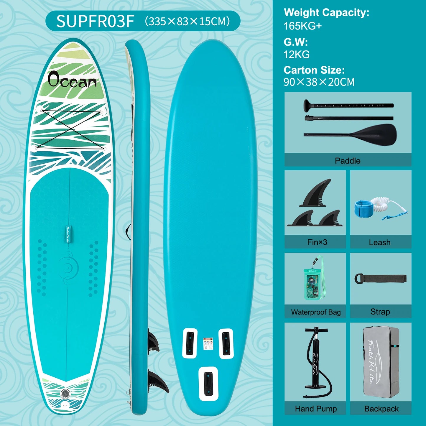 Feath-R-lite 11'6" Dragon Inflatable SUP Board Set