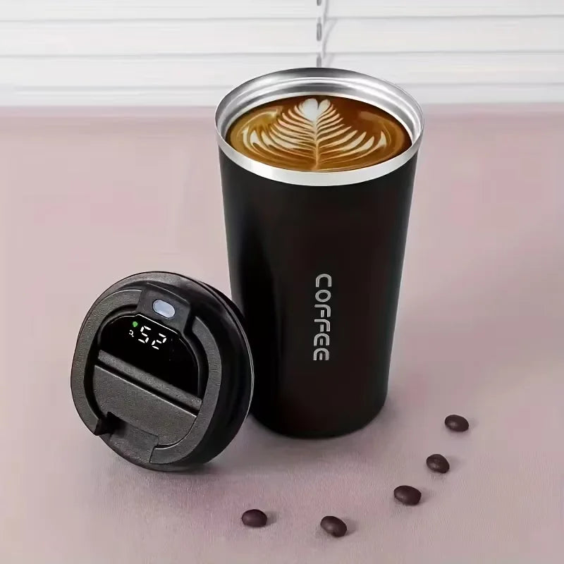 Stainless Steel Smart Coffee Tumbler with Intelligent Temperature Display