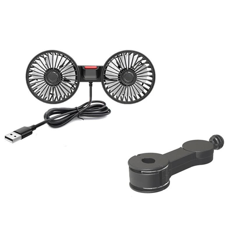 Dual Head Car USB Cooling Fan 3-Speed