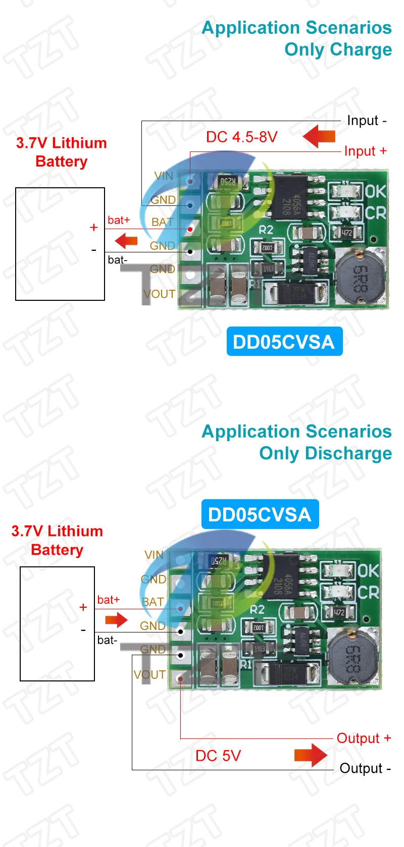 3.7V/4.2V Charger & 5V-12V Discharger DC-DC Boost Converter Module