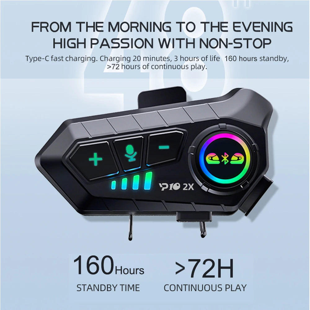 Bluetooth Motorcycle Helmet Intercom with 300M Range