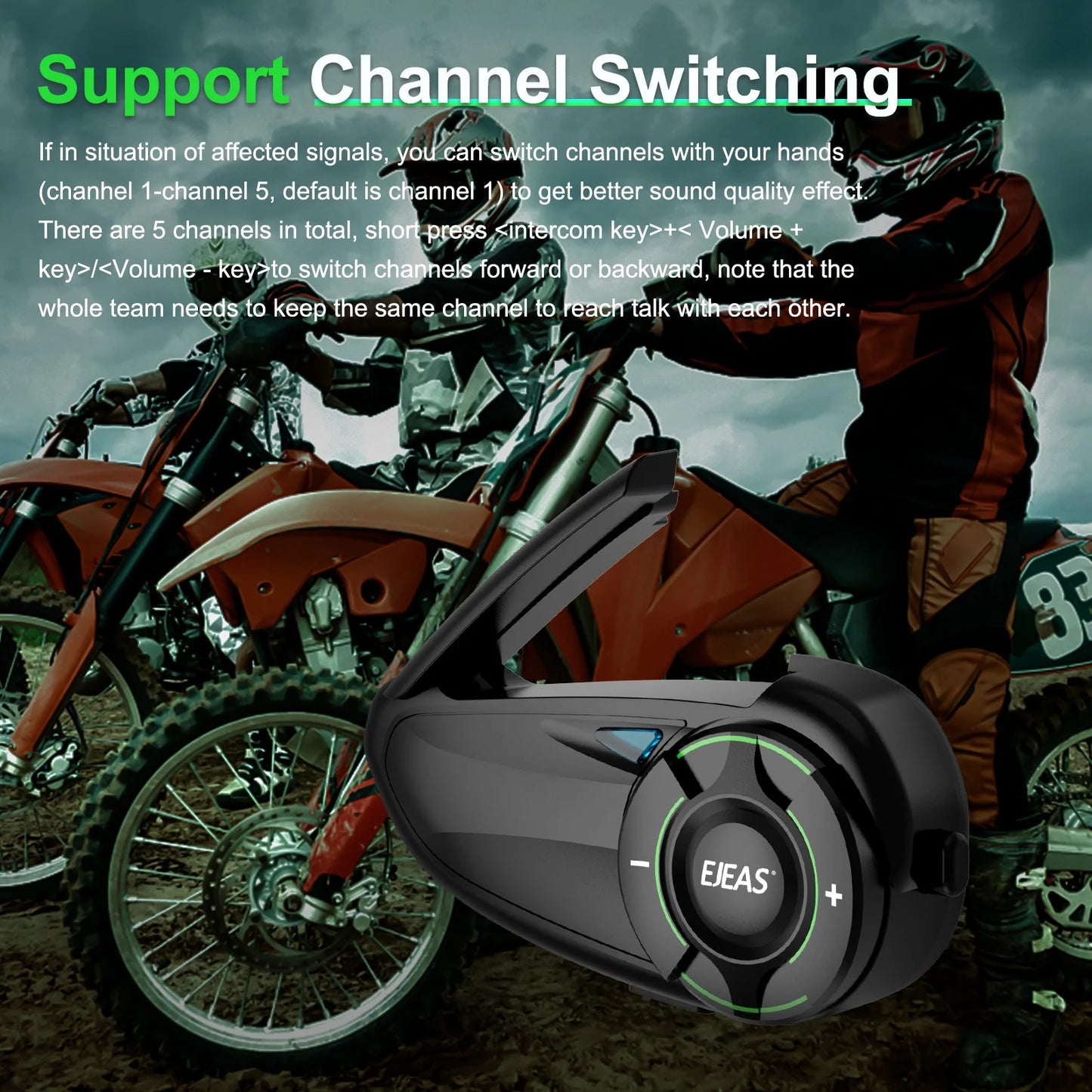EJEAS Q8 Motorcycle Mesh Intercom Bluetooth 5.1