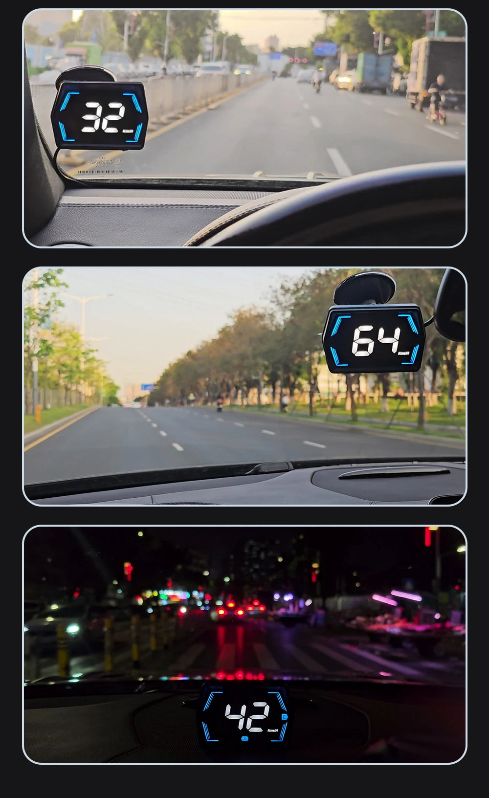 HD GPS Heads-Up Display – Speed & Compass Clarity!