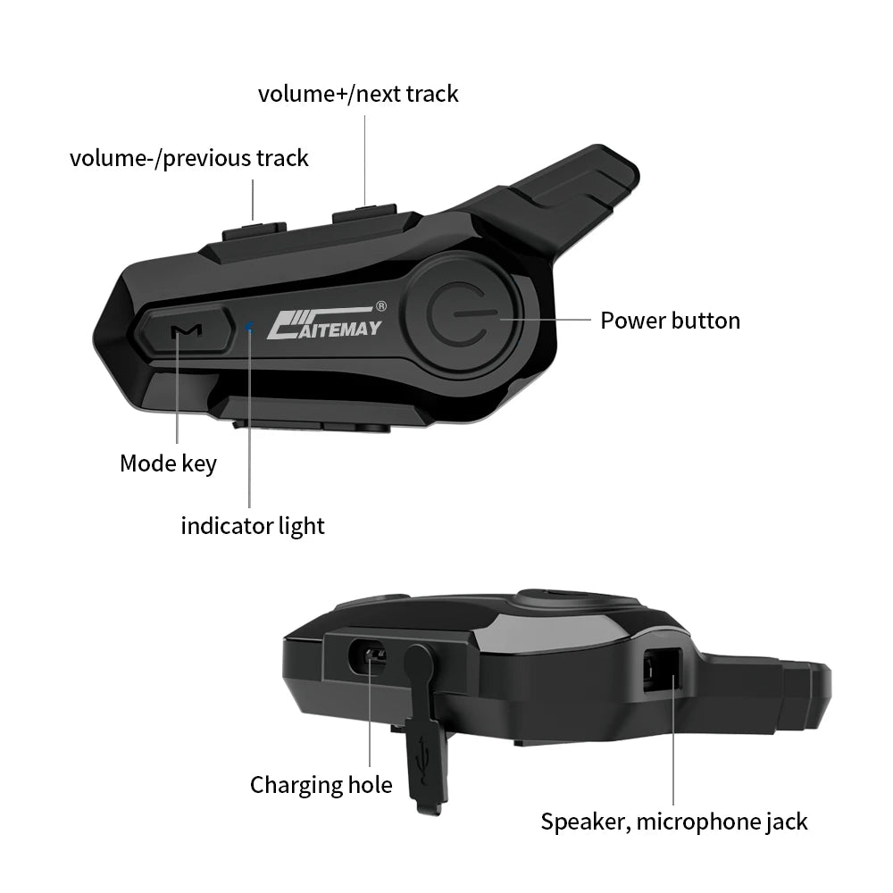 Bluetooth Motorcycle Helmet Intercom V5.3 1000M